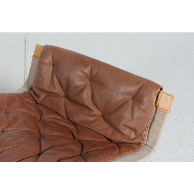 Set of Pernilla Lounge Chair and Ottoman in Beech and Aniline Leather by Bruno Mathsson for Dux, Sweden, 1994 For Sale - Image 16 of 18