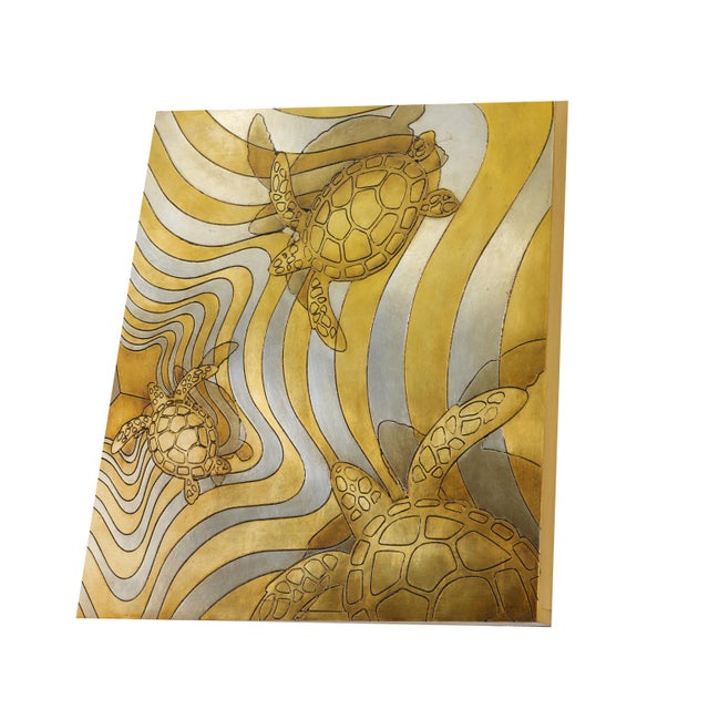 Gold Giuseppe Caiafa, Tartarughe Optical Panel, 2025, Carved Wood with Gold and Silver Leaf For Sale - Image 8 of 11