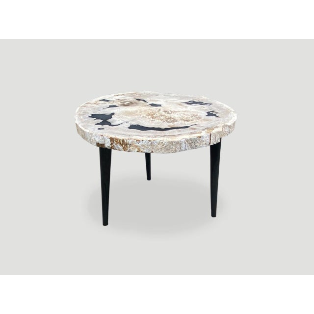 Andrianna Shamaris Petrified Wood Slab Table with Steel Base For Sale - Image 4 of 18