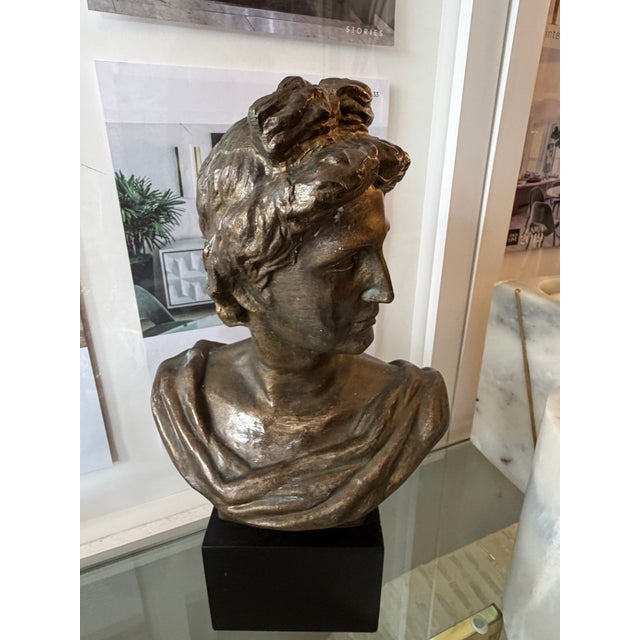 Neoclassic Style Bronze Female Bust Sculpture For Sale - Image 4 of 10