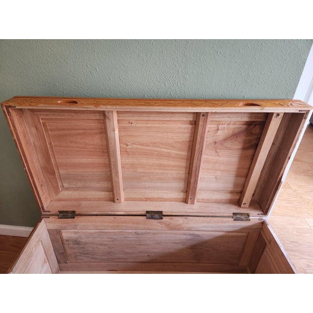 Brown Mid 20th Century Asian Hand Carved Wooden Trunk - Hope Chest For Sale - Image 8 of 13