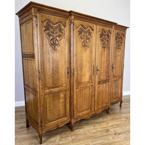 Vintage French Louis XVI Style Wardrobe in Oak For Sale - Image 3 of 13