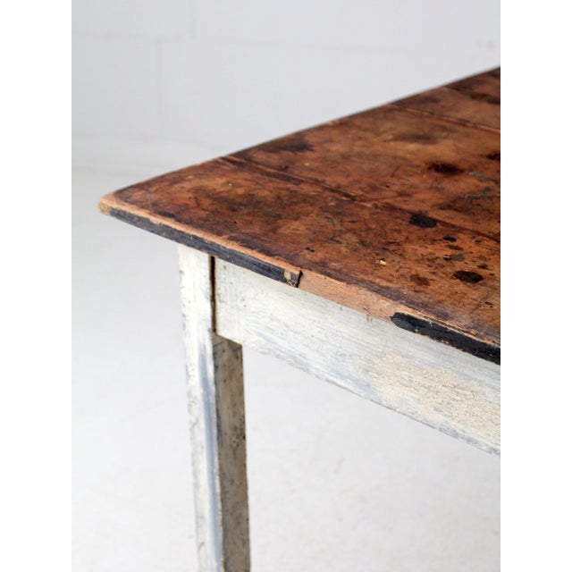Antique Painted Wood Farmhouse Table For Sale - Image 12 of 18