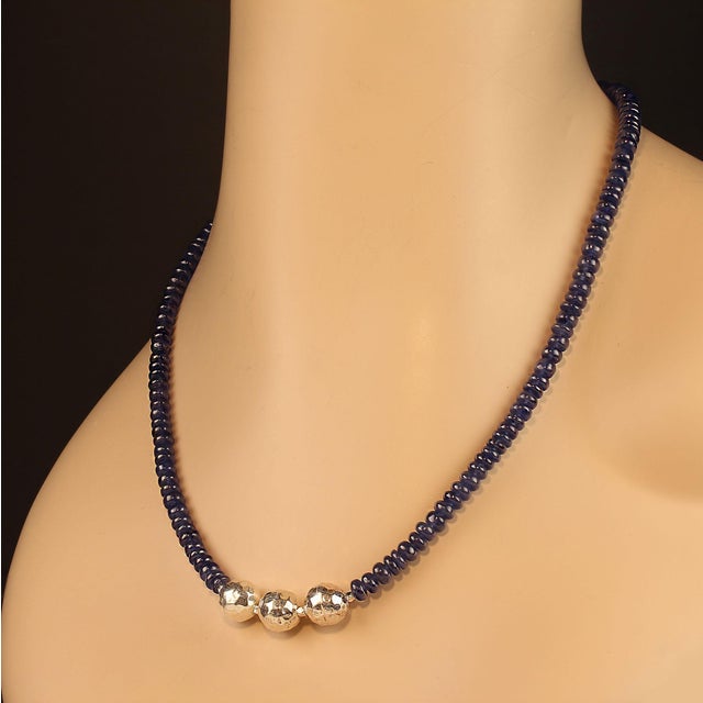 2020s Blue Sapphire and Sterling Silver Necklace For Sale - Image 5 of 6