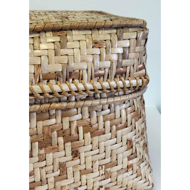 Large Vintage Lidded Storage Basket For Sale - Image 9 of 9