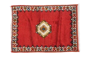 Berber Rug Diamond on Deep Red Background Handwoven