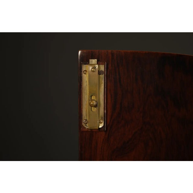 Aldo Tura Lacquered Goatskin, Rosewood and Brass Italian Bar Cabinet, 1950s For Sale - Image 18 of 18