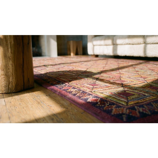 1920s Multicolor Geometric Antique American Hooked Rug 3'6" X 7'0" Handknotted Wool Carpet For Sale - Image 9 of 9