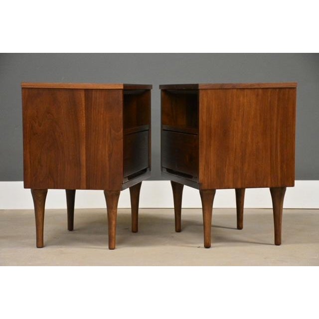 Stanley Furniture 1960s Refinished Walnut Nightstands by Stanley Furniture - A Pair For Sale - Image 4 of 9