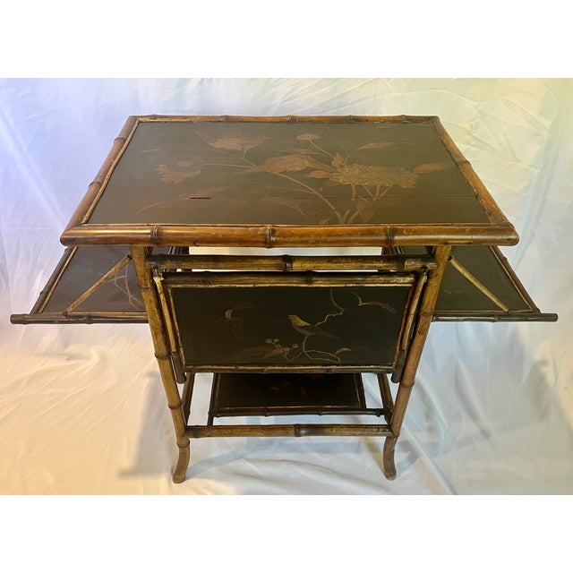 Antique Scorched Bamboo Folding Trays Tea Table For Sale In Dallas - Image 6 of 18