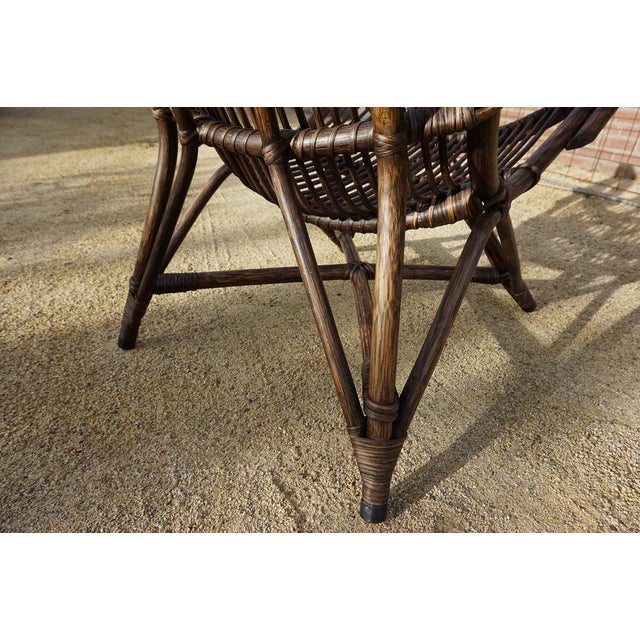 Bamboo and Leather Sculptural Fan Back Lounge Chair, 1960s For Sale - Image 18 of 18