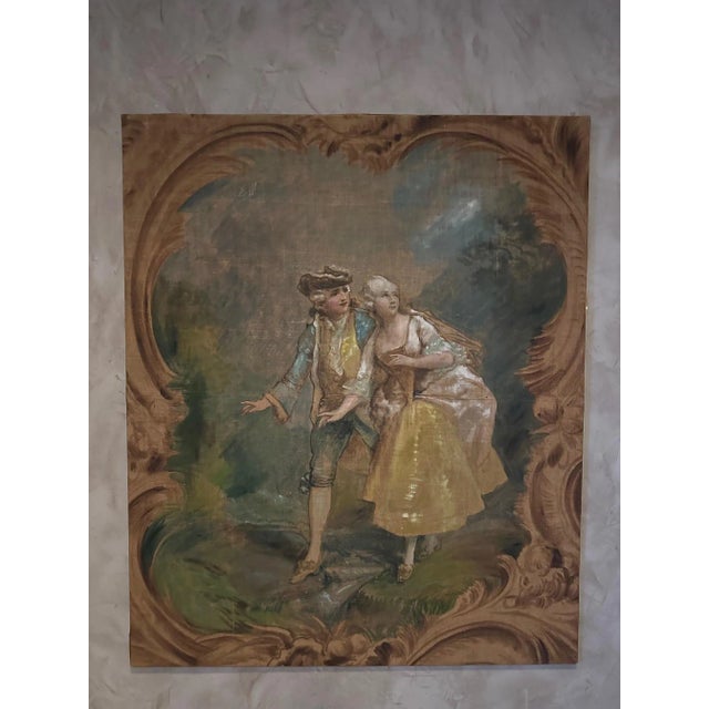 Théodore Levigne, Gallant Scene, 1890s, Oil on Canvas For Sale - Image 12 of 12