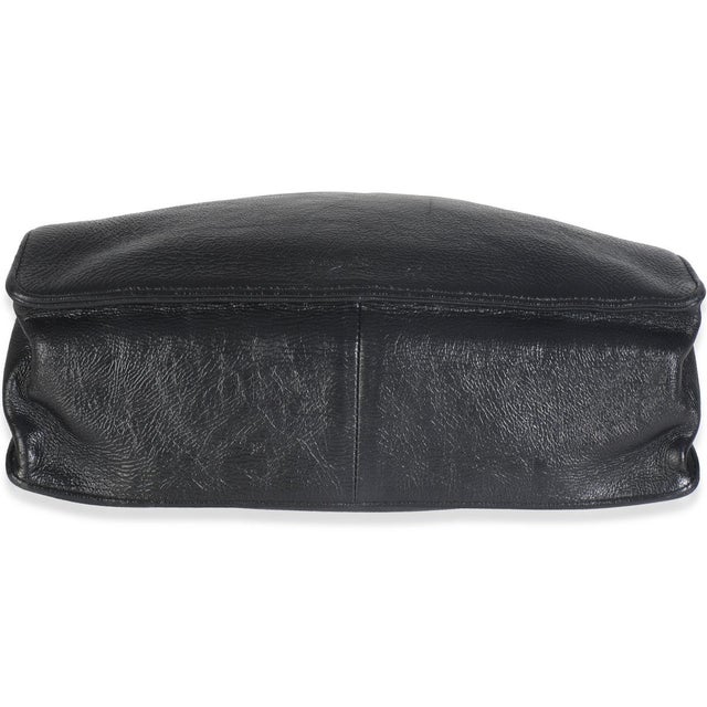 Chanel Black Shiny Aged Calfskin North South Shopping Bag For Sale - Image 4 of 5