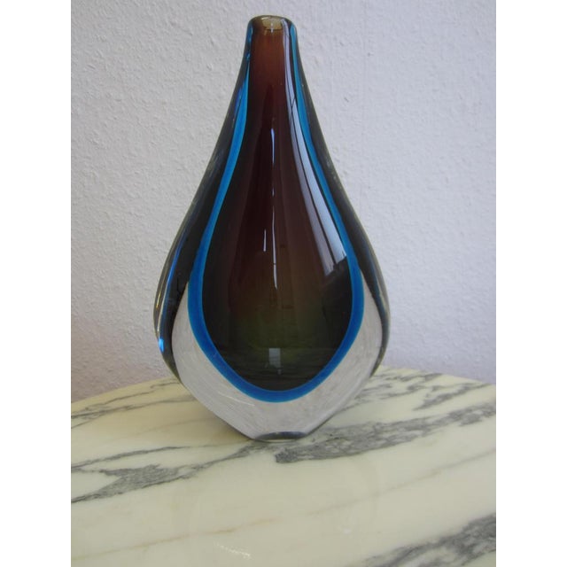 Blue Large Murano Sommerso Vase by Flavio Poli, 1960s For Sale - Image 8 of 9