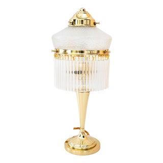 Art Deco Table Lamp with Glass Shade and Sticks from Palme Koenig, Vienna, Austria, 1920s For Sale