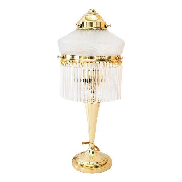 Art Deco Table Lamp with Glass Shade and Sticks from Palme Koenig, Vienna, Austria, 1920s For Sale