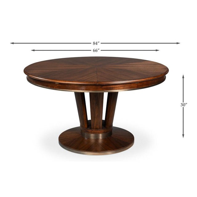 Large Art Deco Round Jupe Dining Table with Stainless Steel Trim For Sale - Image 11 of 11