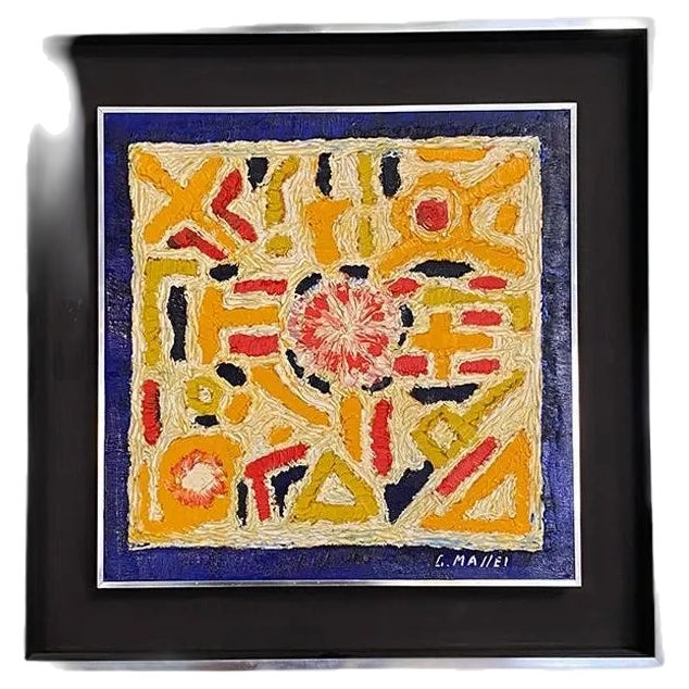 G. Maffei, Composition, 1970s, Colored Tempera, Framed For Sale