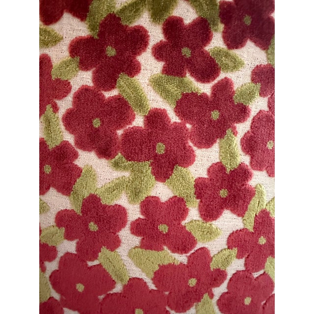 Gretchen Punch “Regal” Floral Velvet Lampshade – Maroon & Green Designer Fabric Drum Shade, Spider Fitter For Sale - Image 6 of 7