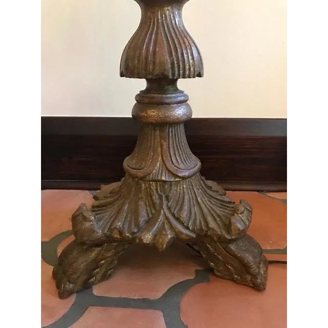 Wood Italian Gilt Carved Floor Lamp For Sale - Image 7 of 9