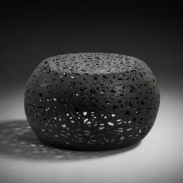 Black Fiber Openwork Sculptural Coffee Table For Sale - Image 4 of 4