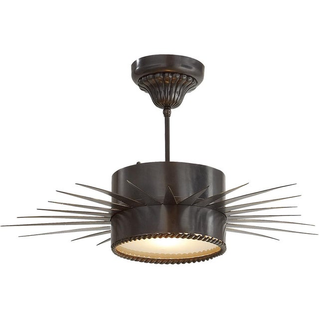 Soleil Medium Semi-Flush in Bronze with Frosted Glass Designer: Suzanne Kasler Min. Custom Height: 11" Canopy: 5.25" Round...