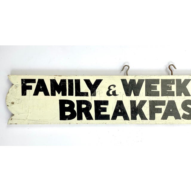 Vintage two sided hand lettered shaped black and white sign from the Near Lake Inn, Spofford, NH. Original hooks for...