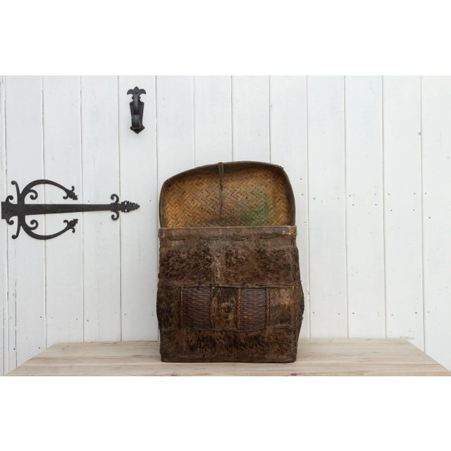 Rare Antique Hide Trunk From Bhutan For Sale In Los Angeles - Image 6 of 10