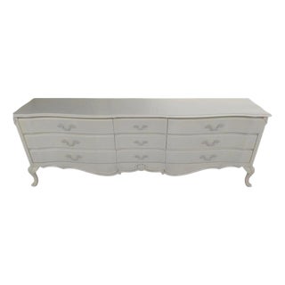 Chateau Shabby Chic Castilian Chest of Drawers – Distressed Ivory and Aged Gray 9-Drawers For Sale