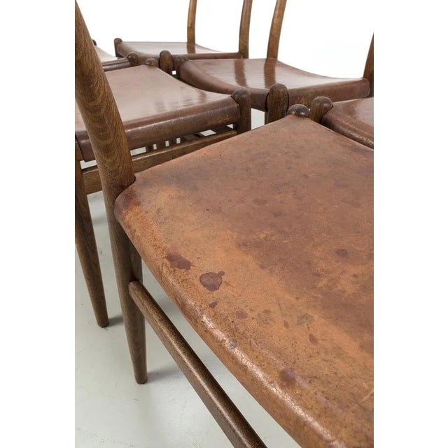 Wood Oak Dining Chairs by Hans J. Wegner, Set of 6 For Sale - Image 7 of 12