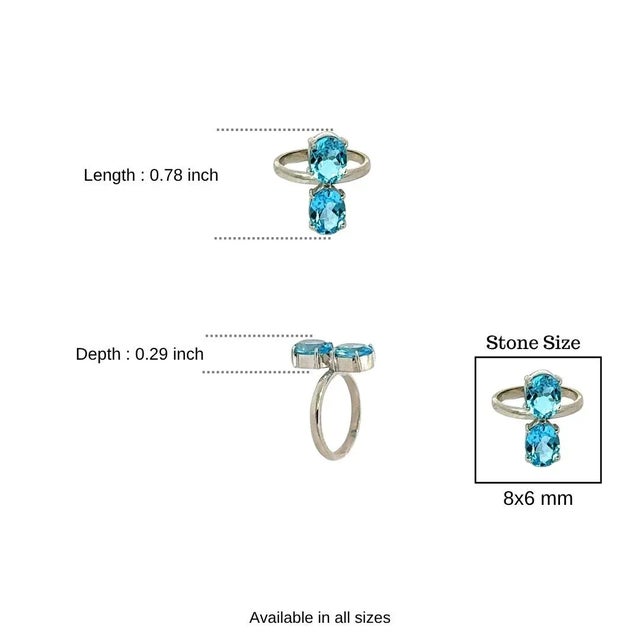 Stunning 925 Silver Twin Ring With December Birthsotne 5.49 Carat Prong Set - Size 6 For Sale - Image 9 of 12