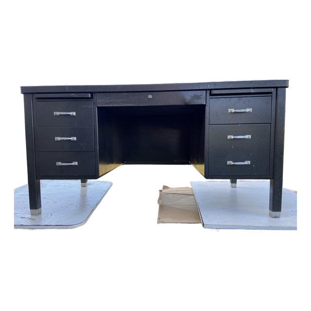 1940s General Fireproofing Metal Tanker Desk For Sale