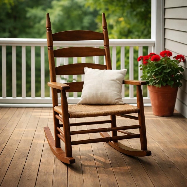 This authentic handmade ladder-back rocking chair was crafted in North Carolina, a region long celebrated for its...