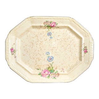 Early 20th Century Ironstone Platter With Floral Accents Edwin Knowles For Sale