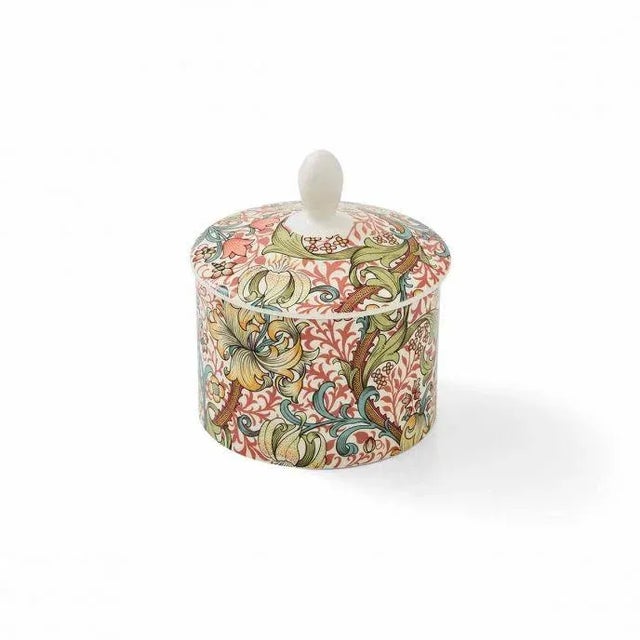 English Morris & Co. Golden Lily Sugar Bowl With Lid For Sale - Image 3 of 3