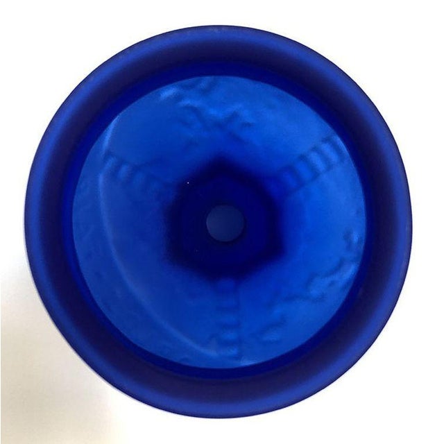 Frosted Cobalt Blue 1939 World Fair Bottle Lamp Base by Sarsaparilla, 20 Available For Sale In Los Angeles - Image 6 of 7