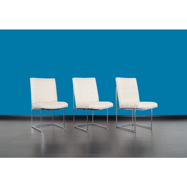 Metal Vintage "Thin Line" Chrome Dining Chairs by Milo Baughman for Thayer Coggin For Sale - Image 7 of 13