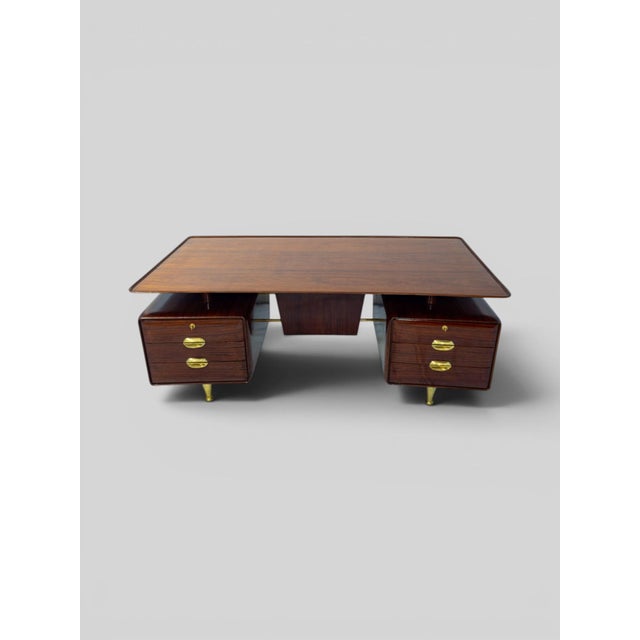 Mid-Century Modern Mid-Century Italian Executive Table Desk by Vittorio Dassi, 1950s For Sale - Image 3 of 18