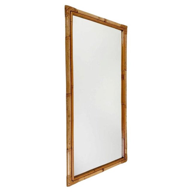Large Italian Rectangular Bamboo and Rattan Mirror, 1970s For Sale - Image 14 of 14