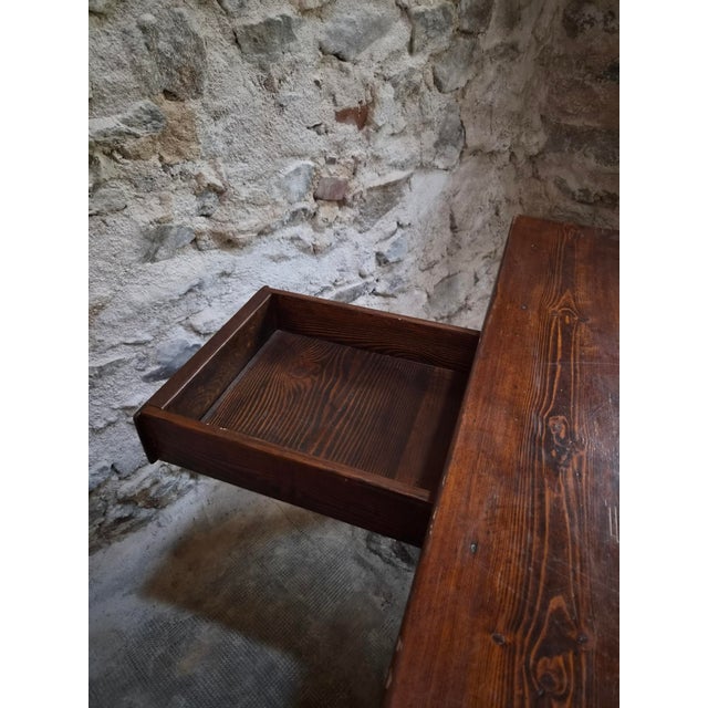 Brown Antique French Farmhouse Dining Table with Two Drawers in Oak & Pine, 1880s For Sale - Image 8 of 18