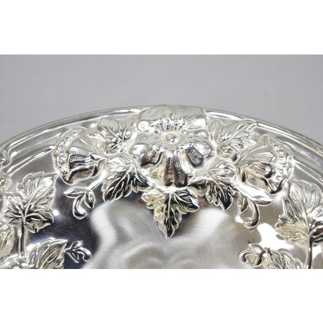 Vintage WMF Germany Ikora Silver Plated Brass Floral Repousse Nut Dish Bowl For Sale - Image 9 of 16