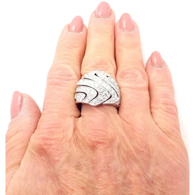 Cartier 18k White Gold Diamond Waves Large Ring, size 8.25 For Sale In Philadelphia - Image 6 of 9