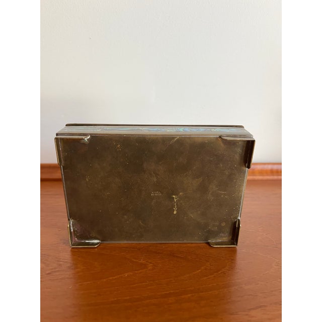 1960s Vintage Taxco Mexico Brass & Abalone Shell Mosaic Jewelry Box, Mid-Century For Sale - Image 5 of 12