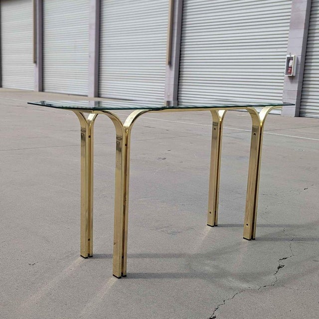 Gold Vintage Brass and Glass Console Table, Mid-Century, Hollywood Regency For Sale - Image 8 of 13
