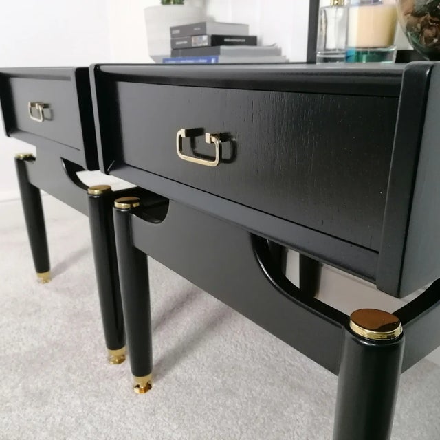 Pair of g plan bedside tables in black, gold. beautiful vintage piece lovingly restored stripped down and painted with...