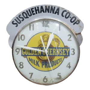 Mid-Century Illuminated "Golden Guernsey Milk Products" Advertising Wall Clock C.1950