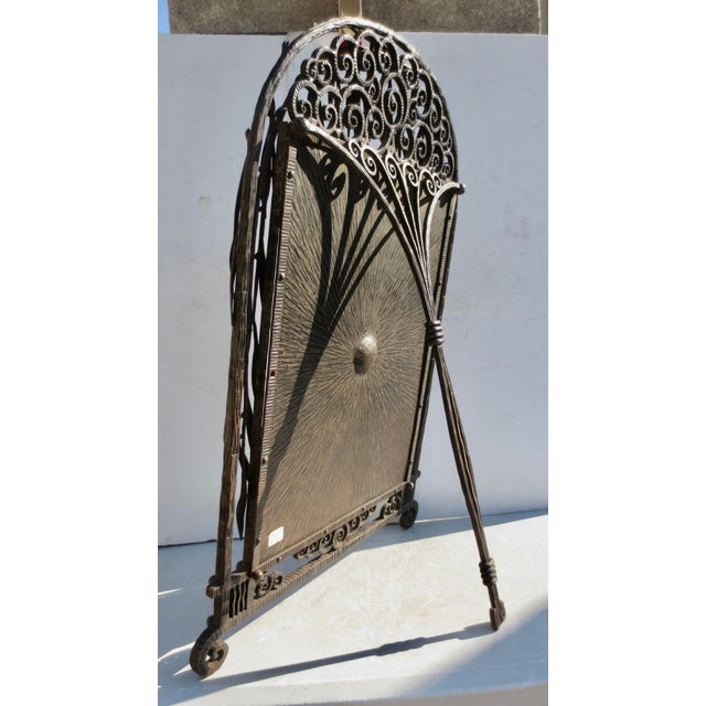 Metal Antique French Iron Art Deco Table Mirror Circa 1920s For Sale - Image 7 of 17