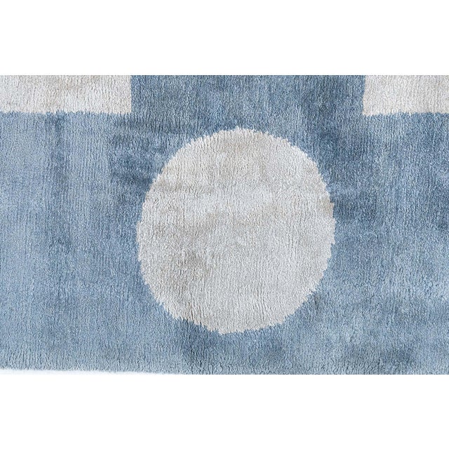 Art Deco "Moongrid" Contemporary Art Deco Geometric Gray Silk Carpet by Doris Leslie Blau For Sale - Image 3 of 6