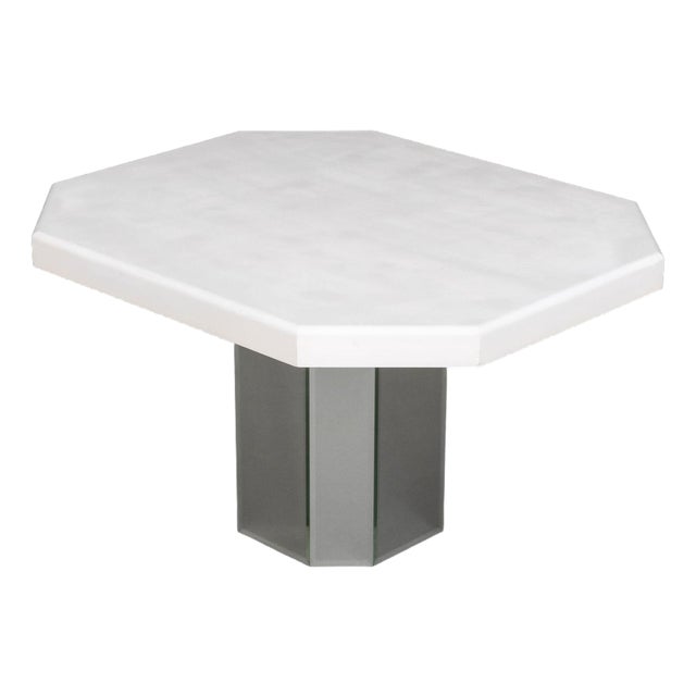 Modern White Painted and Mirrored Pedestal Table For Sale