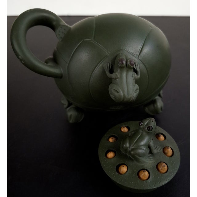 Chinese Yixing Zisha Lotus Flower Frogs Teapot For Sale In Portland, OR - Image 6 of 8
